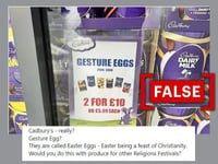 Cadbury has not renamed its chocolate Easter eggs to ‘Gesture eggs’
