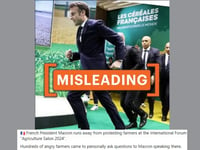 Image doesn’t show French President Macron ‘running away’ from farmers in 2024
