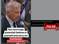 No, video doesn't show Harrison Ford speaking in support of pro-Palestine protestors