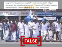 Video doesn’t show Karnataka Congress workers getting injured while burning PM Modi's effigy