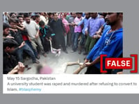 No, image doesn’t show Pakistani student being lynched for 'refusing to convert to Islam'