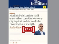 Viral screenshot of 'op-ed by London Mayor Sadiq Khan' in The Guardian is fabricated