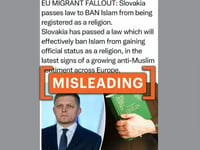 Slovakia didn’t recently pass law to ban Islam from gaining official status as a religion