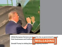 Old video of Trump signing a tractor linked to ongoing farmer protests in Europe
