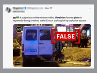 White van filmed near Crocus City Hall has a Belarusian license plate, not Ukrainian