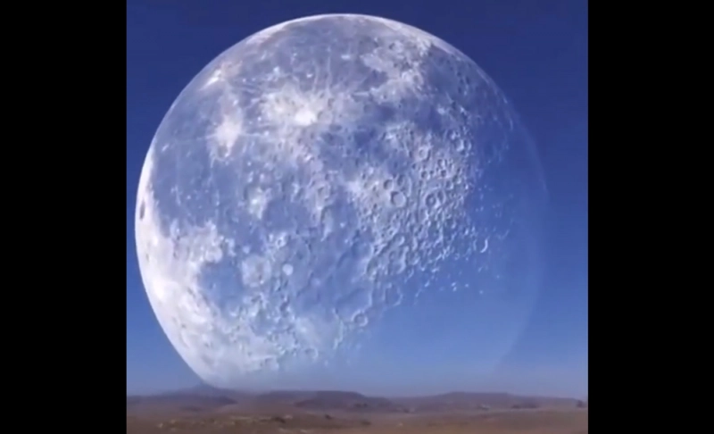 False: A viral video shows the Moon at the North Pole eclipsing the sun.