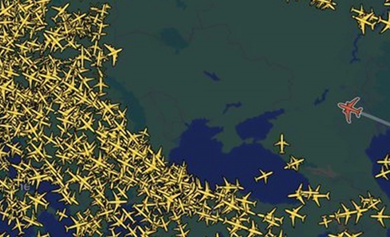 False: An Air India flight was tracked flying in the closed airspace which Ukraine has declared as a no-fly zone.
