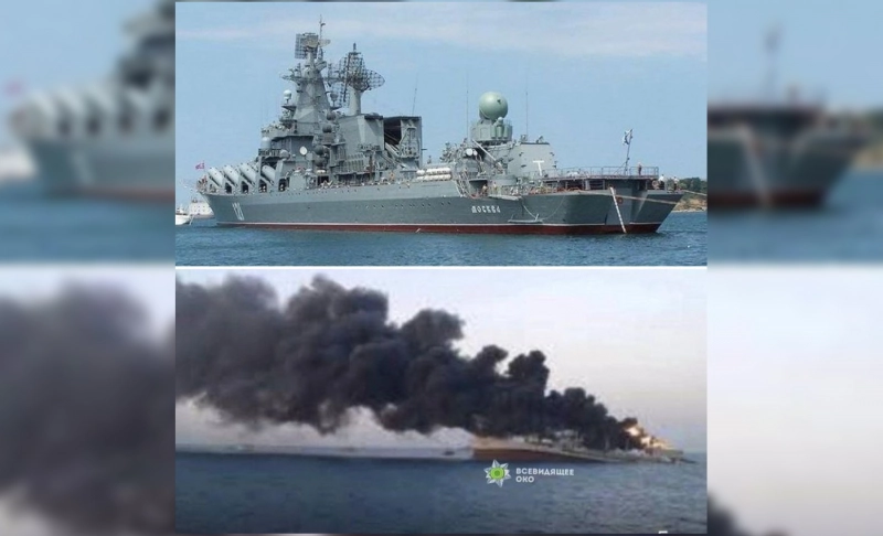False: This image shows the aftermath of Ukraine's attack on Moskva, a Russian missile cruiser.