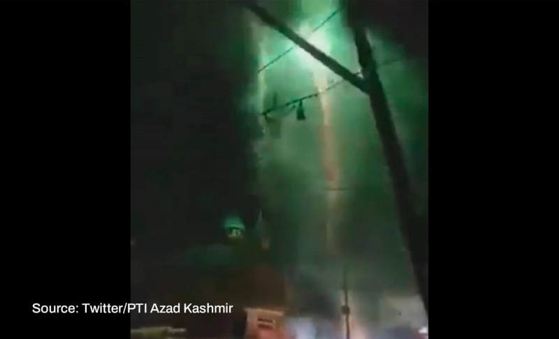 False: Locals in Kashmir lit fireworks to celebrate the Pakistan cricket team's victory against India on September 4.