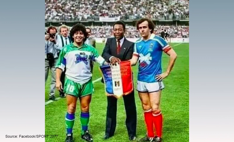 Partly_True: Footballers Maradona and Platini wore shirts with anti-drug and anti-corruption messaging respectively.