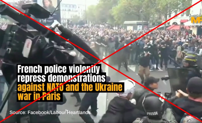 False: A video shows protests against NATO and the Russia-Ukraine war were held in France.