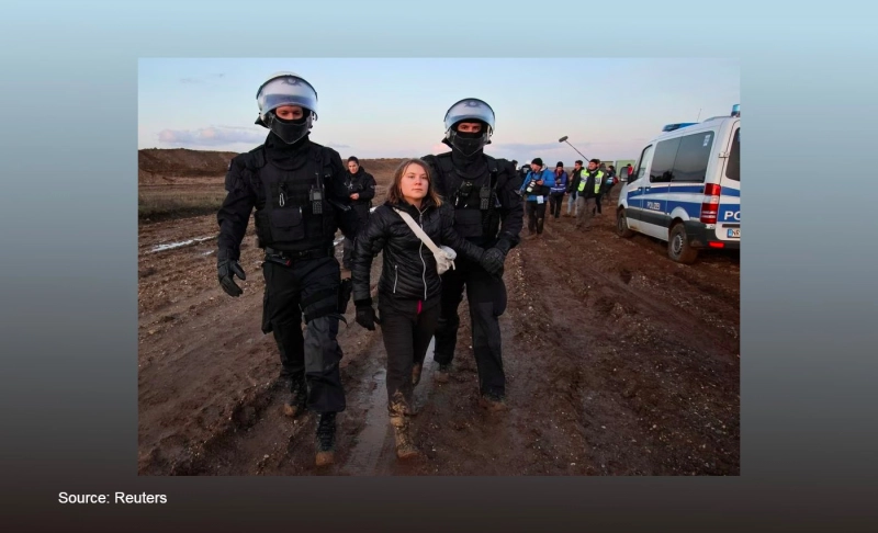 False: Greta Thunberg's arrest in Germany was staged.