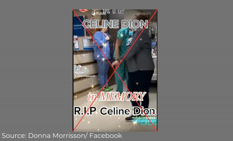 No, this video does not show singer Celine Dion on her deathbed