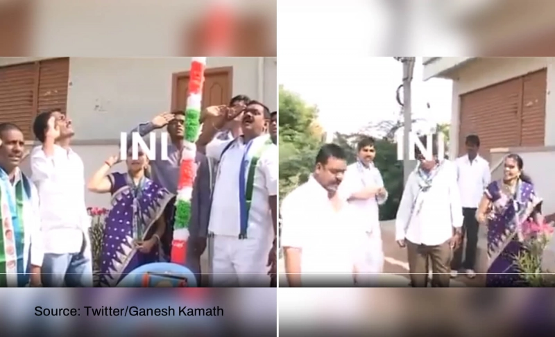 False: A Congress worker thrashed a colleague for molesting her during an Independence Day ceremony.