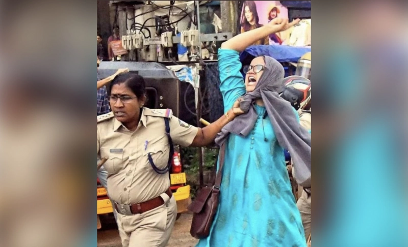 False: A viral image shows Rana Ayyub, a journalist, being arrested in Kerala.