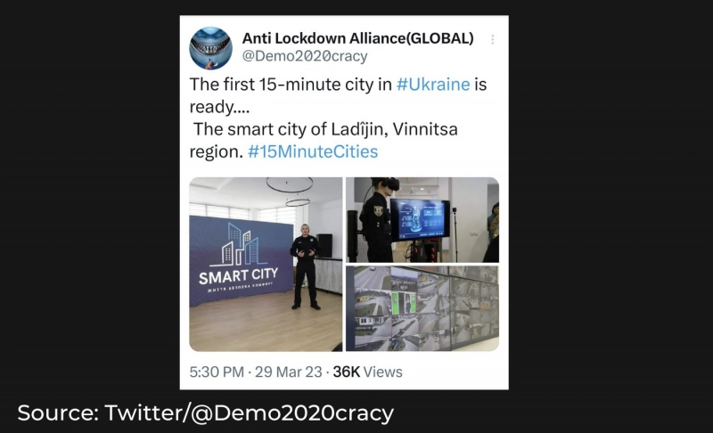 Smart city project in Ladyzhyn misidentified as a 15-minute city, fuels claim that the war in Ukraine is a hoax