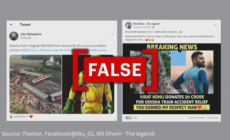 Kohli and Dhoni have not donated money to Odisha train crash victims