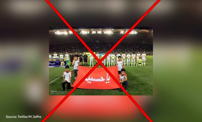 False: The Iranian football team hoisted a flag bearing Imam Hussain's name at the 2022 FIFA World Cup.