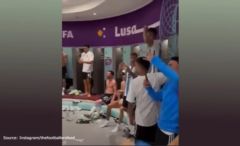 Misleading: Lionel Messi wiped the floor with a Mexico jersey after winning a match in the ongoing FIFA World Cup 2022.