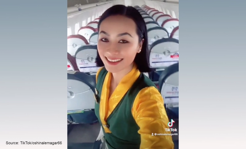 Misleading: This video was taken by a Yeti Airlines air hostess just before the recent crash in Nepal.