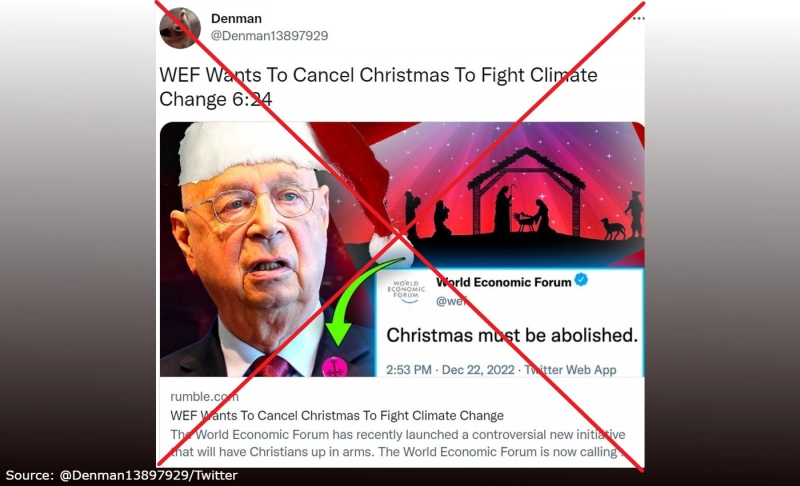 False: The WEF's new initiative aims at canceling Christmas traditions to save the environment.