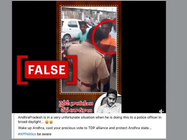 Video from Chennai passed off as youth slapping police in Andhra Pradesh