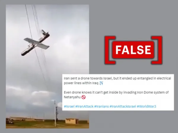 Amid tensions with Israel, outdated video shared as Iranian drone stuck in overhead power line