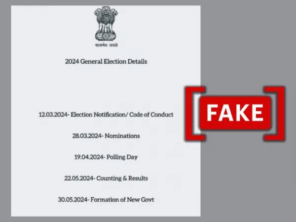 Fake image shared to claim schedule for 2024 Indian elections is out