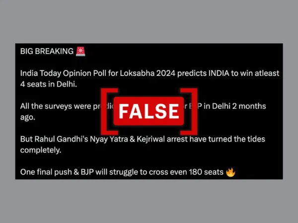 No, India Today opinion poll did not predict BJP will lose four seats in Delhi