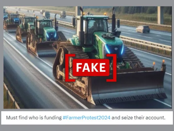 Viral image of 'modified tractors used by protesting farmers' in India is AI-generated