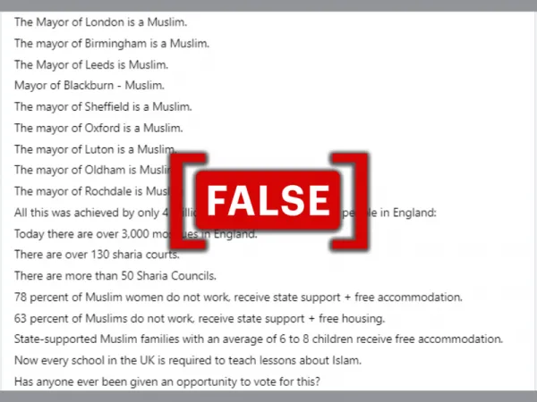 False claims about Muslims in the U.K. spread after mayoral elections