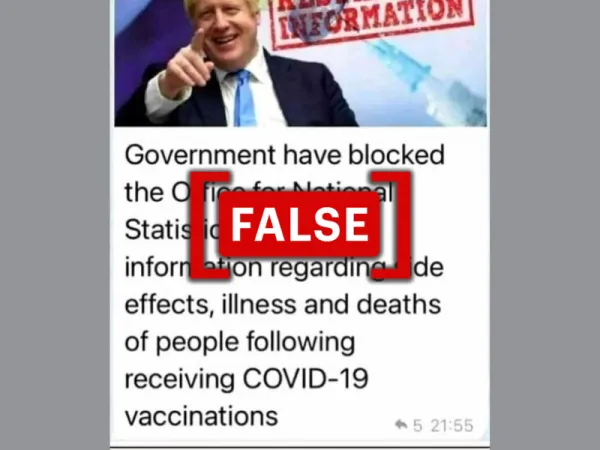 No, the U.K. government has not blocked publication of COVID-19 vaccine illness and death statistics