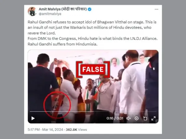 Video of Rahul Gandhi edited to claim he didn't accept idol of Hindu deity