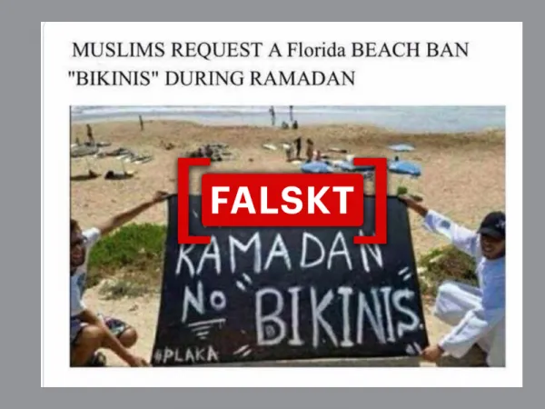 Foto från Marocko påstås visa muslimer som vill förbjuda bikinis på Floridas stränder