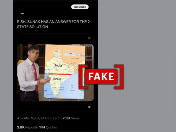Rishi Sunak did not propose two-state solution for the Israel-Palestine conflict with India map