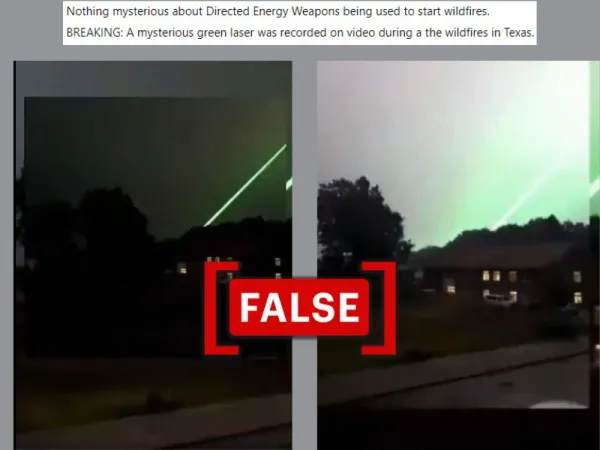 Video does not show ‘green laser’ seen during Texas wildfire
