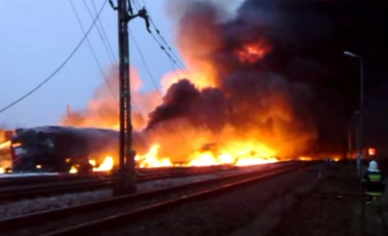 False: An image shows Ukrakine's Bayraktar TB2 drone struck a fuel train from Belarus during the Russian invasion.