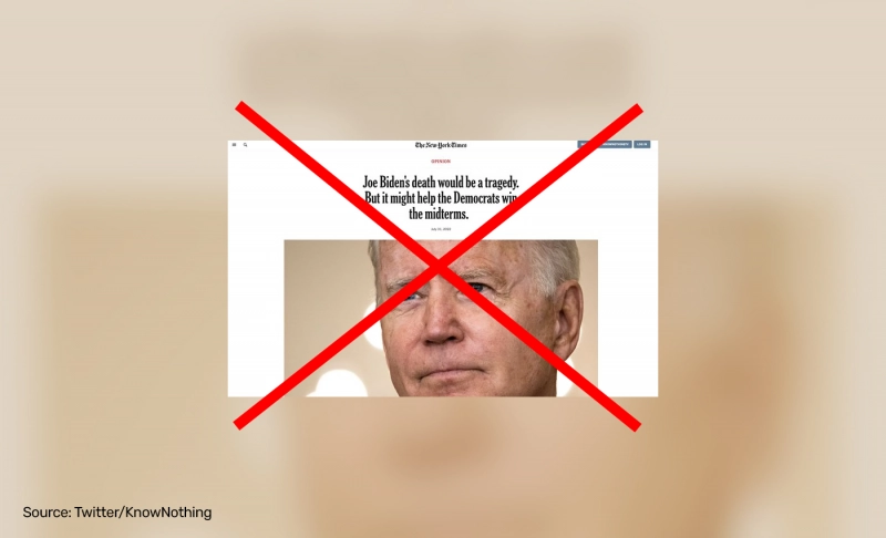 False: The New York Times published an article about U.S. President Joe Biden's death.