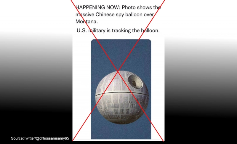 False: This is the first close-up image of the Chinese spy balloon flying over Montana.