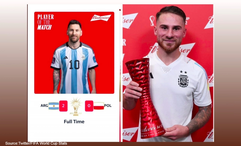 False: Lionel Messi gave his Man of the Match award to teammate Alexis Mac Allister after the Poland vs. Argentina match at the FIFA World Cup 2022.