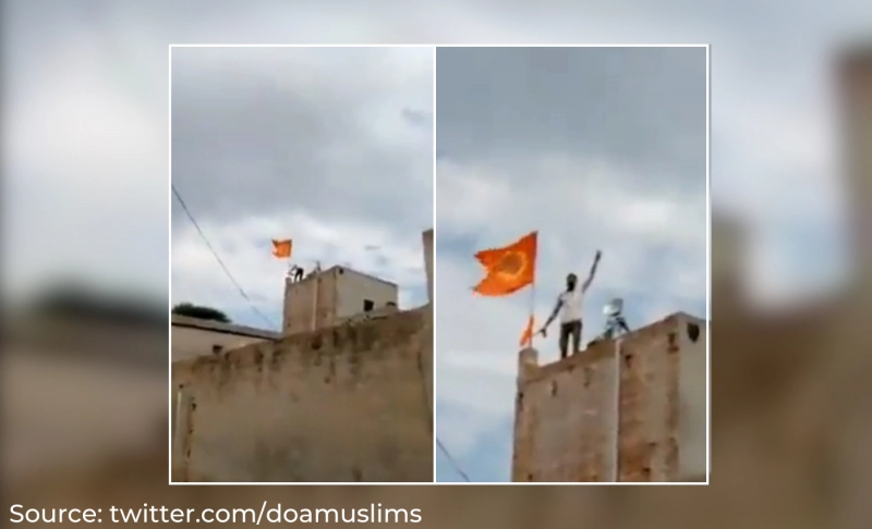 No, a saffron flag was not hoisted on a mosque during Ram Navami celebrations in Ganganagar
