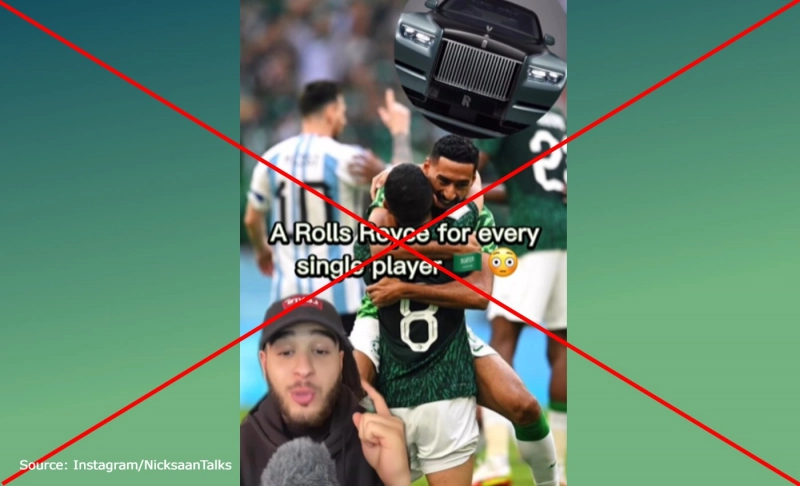 False: Saudi Arabian football players will each receive a Rolls Royce as a gift for their win against Argentina in the 2022 Qatar World Cup.