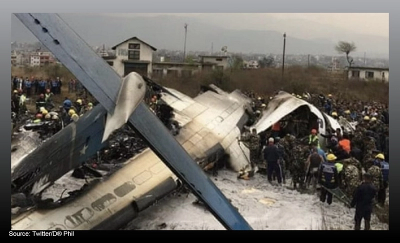 False: This image shows the wreckage of the Yeti Airlines aircraft that crashed in Pokhara, Nepal on January 15, 2023.