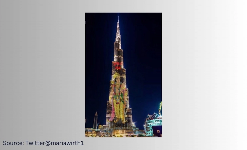 Morphed image shared to falsely claim Burj Khalifa was lit up with Ram’s image on Ram Navami