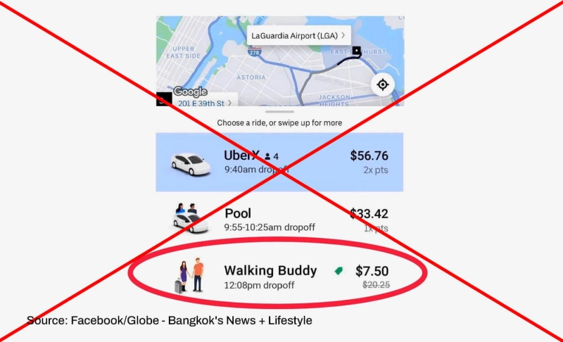 False: Uber provides a walking partner option to its customers.