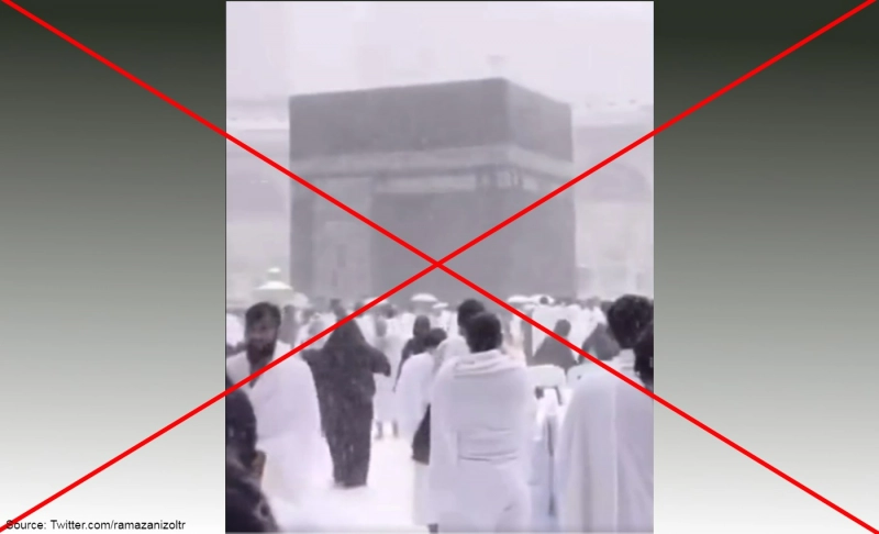 False: This video shows snowfall at Masjid al-Haram in Mecca, Saudi Arabia.