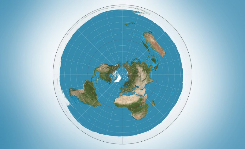 False: The Azimuthal Equidistant map of the world, used by the USGS and the United Nations, is a clue that the Earth is flat.