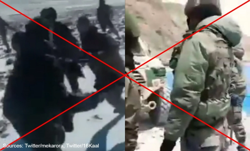 False: Recent videos show the face-off between India and China in Arunachal Pradesh's Tawang sector.