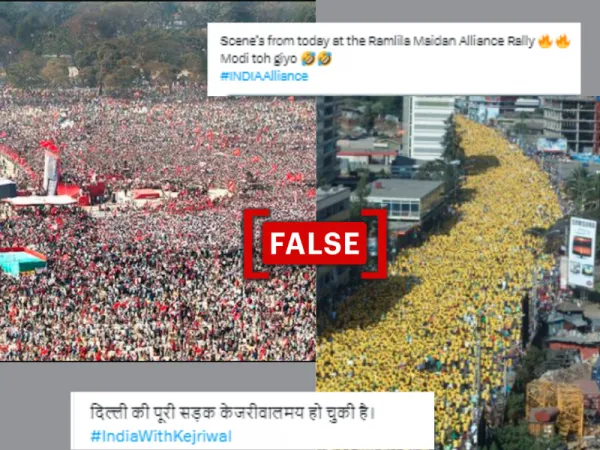 Old, unrelated photos falsely linked to Opposition bloc's Ramlila Maidan rally in Delhi